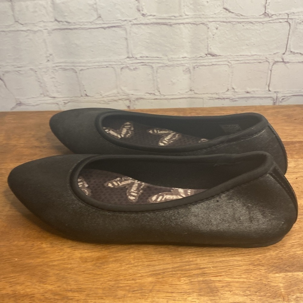Skechers Black Ballet Flats Comfy Slip On Round Toe Fabric Shoes Size 10 - Picture 8 of 13